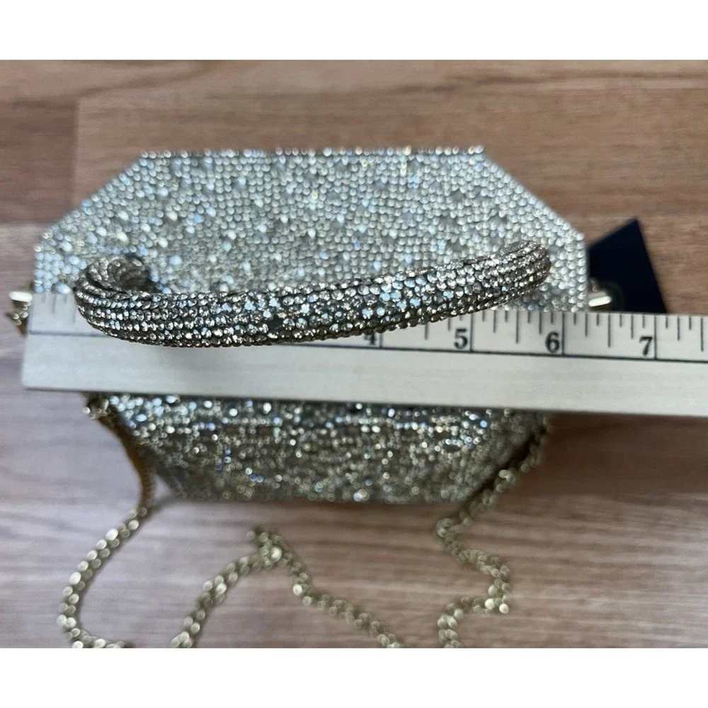 House of Harlow 1960 Champagne Rhinestone Evening Bag, Removable Strap NEW